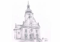 Kostel sv. Petra a Pavla v Tištíně; nakreslila Adéla Dostálková